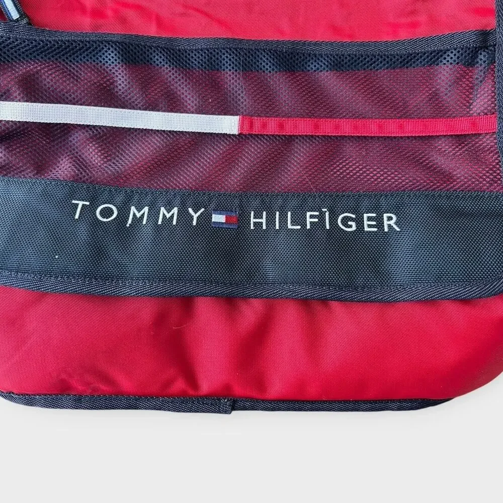 Vintage 90s Tommy Hilfiger Messenger Lap Top Bag Red Preppy Academic Grunge